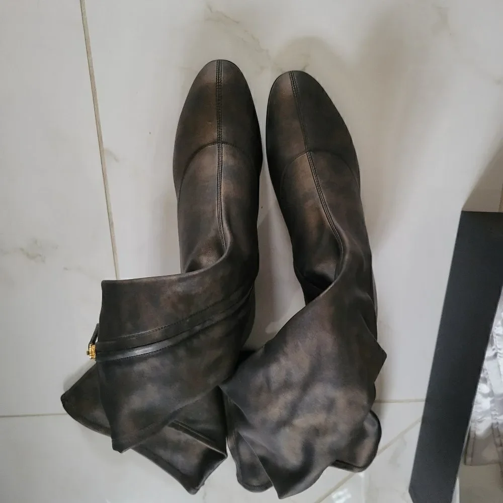Giuseppe ZANOTTI Nicky 40 Over the Knee Marble Grey Black TALL BOOTS New in box